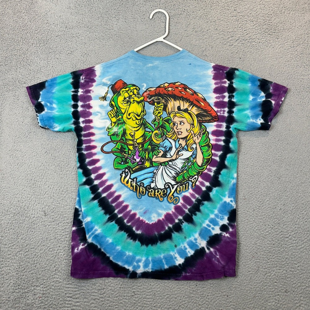 Liquid Blue T-Shirt Mens Large Alice In Wonderland Blue Tie Dye Mad Hatter Tee - Picture 3 of 9